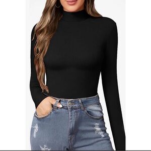 Mango Pop Mock Turtleneck Black Women’s Small Slim Fit Spandex/ Cotton MSRP $50